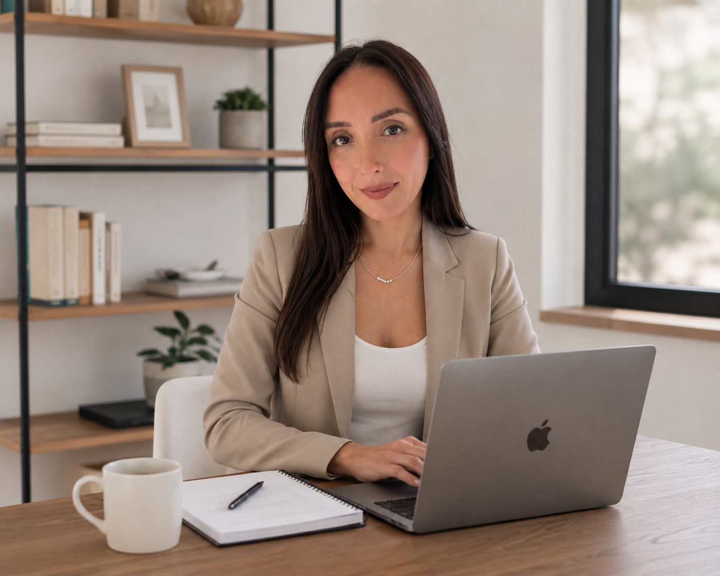 Dayanarie Báez trabajando en su escritorio